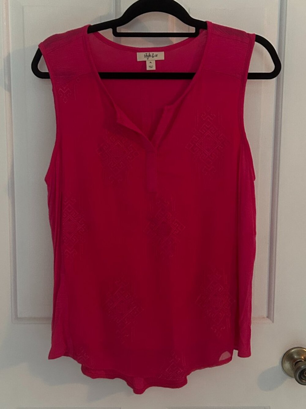 Style & Co. Pink Embroidered Tank